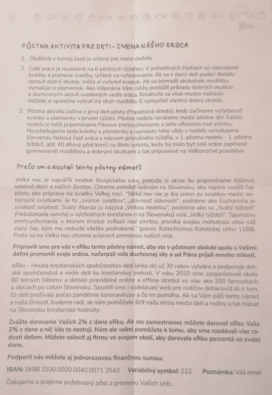 Aktivita na pôstne obdobie